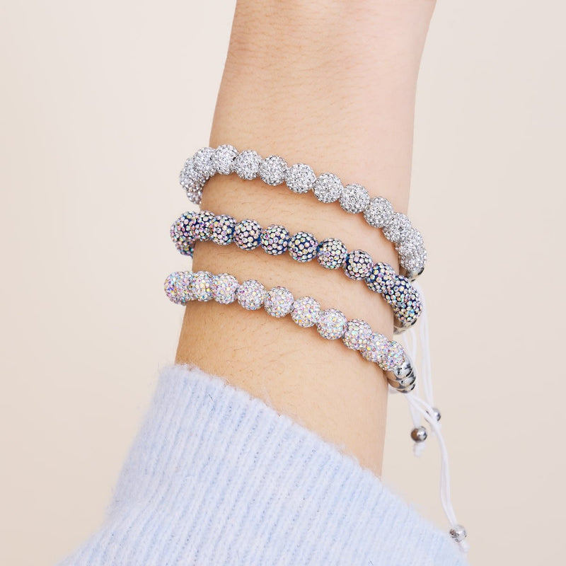 Mitternachtskonfetti | Silber x Weiß | Kikiballa Armband