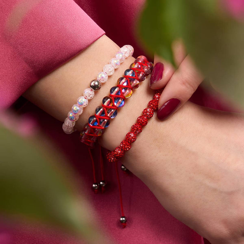 Mini-Rubin-Kikiballa-Kristall x rotes Schnurarmband
