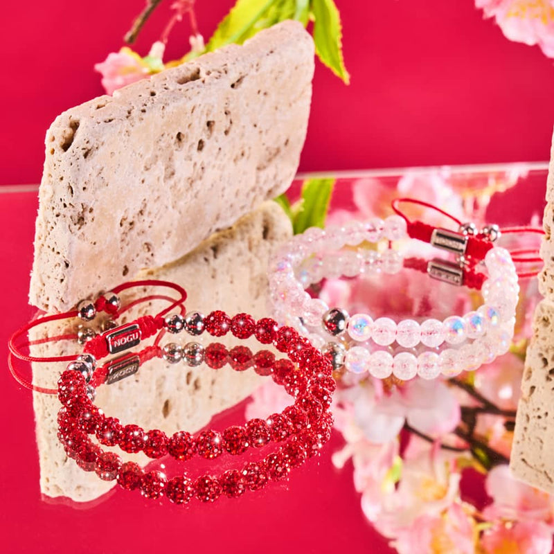 Mini-Rubin-Kikiballa-Kristall x rotes Schnurarmband