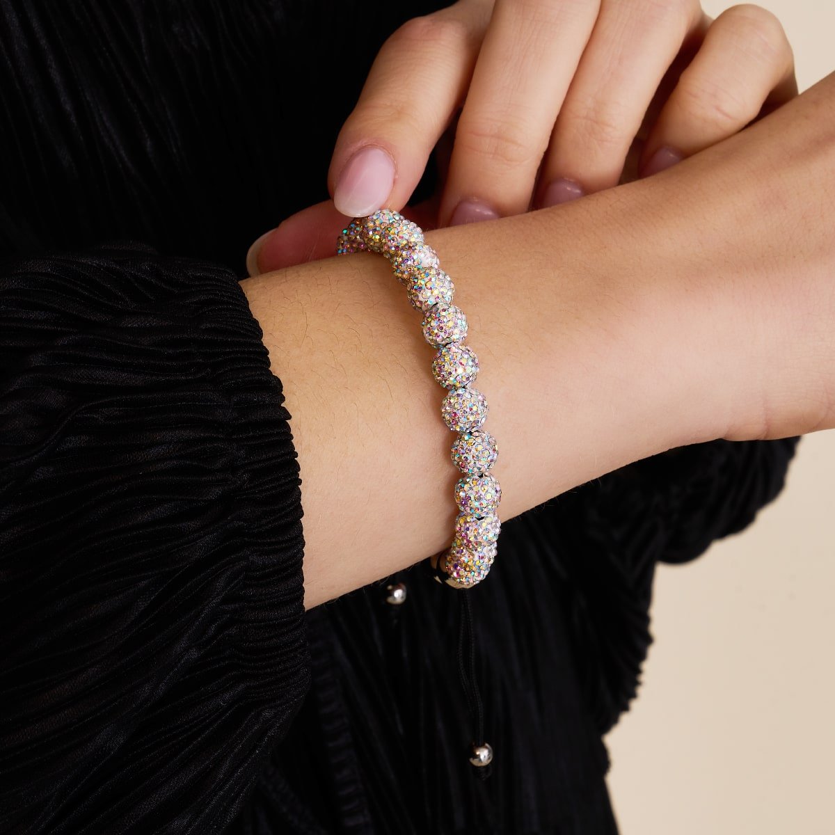 Regenbogenkonfetti | Silber x Schwarz | Kikiballa Armband