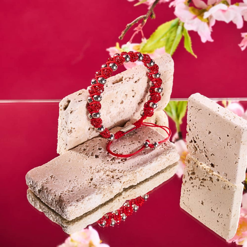 Rubin-Chrom-Kikiballa-Kristall x Vitalitätsarmband mit roter Schnur