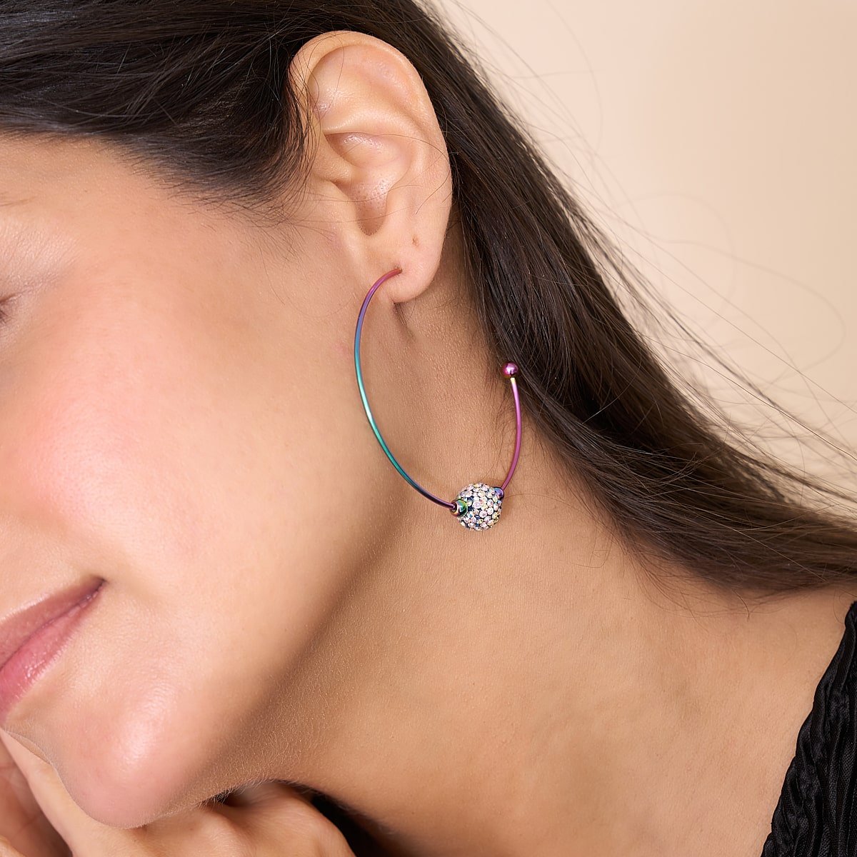 Mitternachtskonfetti-Kristall | Einhorn Silber | Kikiballa Creolen