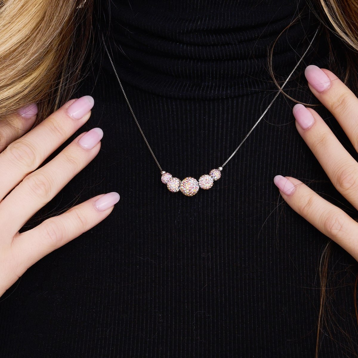 Konfetti-Kristall | 925er Sterlingsilber | Kikiballa-Halskette mit Unendlichkeitsverschluss