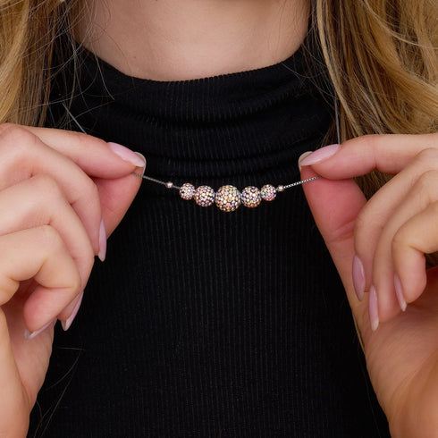 Mitternachtskonfetti-Kristall | 925er Sterlingsilber | Kikiballa-Halskette mit Unendlichkeitsverschluss