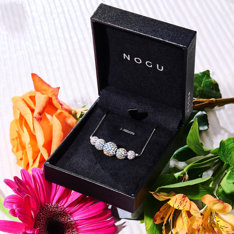 Mitternachtskonfetti-Kristall | 925er Sterlingsilber | Kikiballa-Halskette mit Unendlichkeitsverschluss