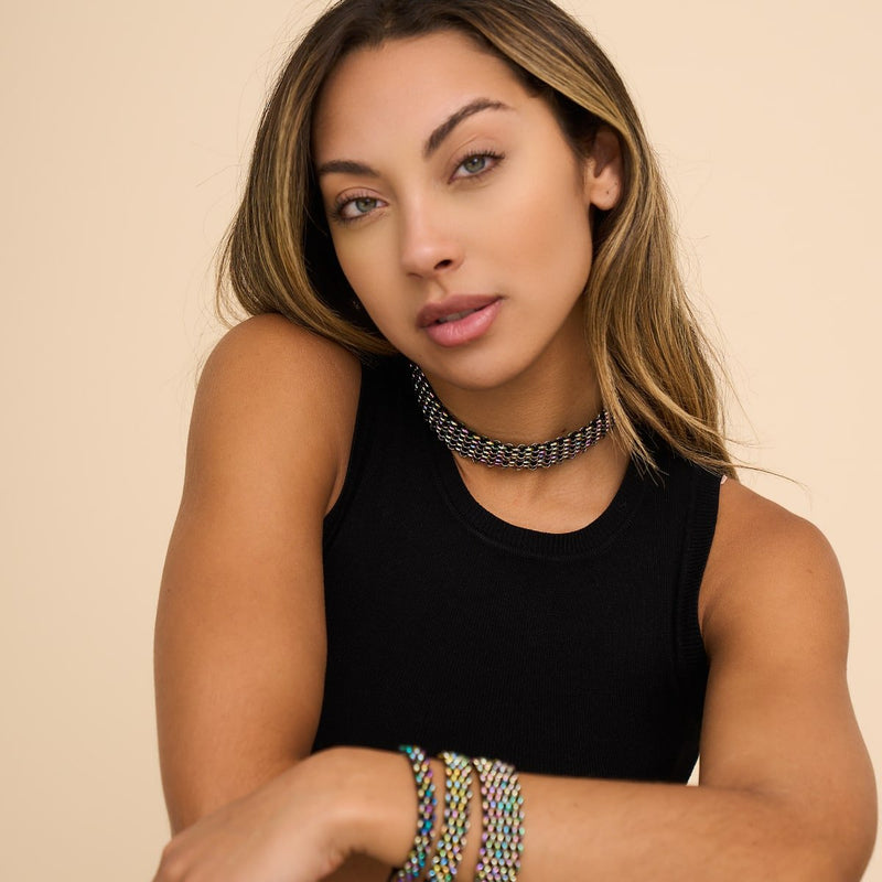 Schwarz x Einhorn Silber | Kismet Links | Deluxe Choker Halskette