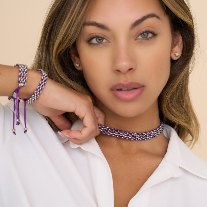 Lila x Silber | Kismet Links | Choker Halskette
