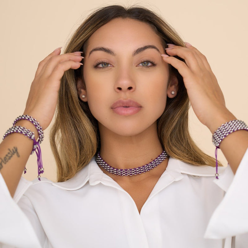 Lila x Silber | Kismet Links | Choker Halskette