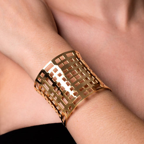 Gitter | 18 Karat Gold | Lasergeschnittene Manschette
