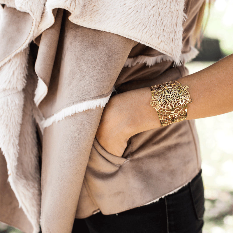 Eule | 18 Karat Gold | Lasergeschnittene Manschette