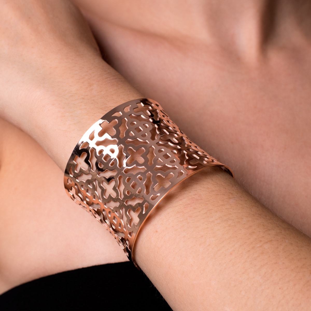 Kleeblatt | 18 Karat Roségold | Lasergeschnittene Manschette