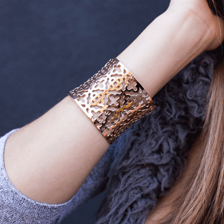 Kleeblatt | 18 Karat Roségold | Lasergeschnittene Manschette