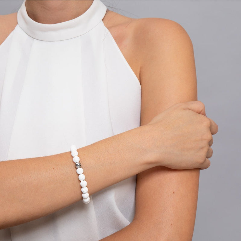 Fuji | Silber | Diffusorarmband aus weißem Lavastein