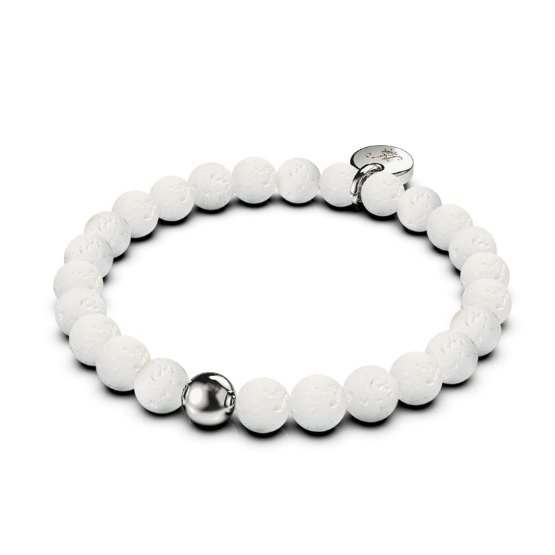 Fuji | Silber | Diffusorarmband aus weißem Lavastein