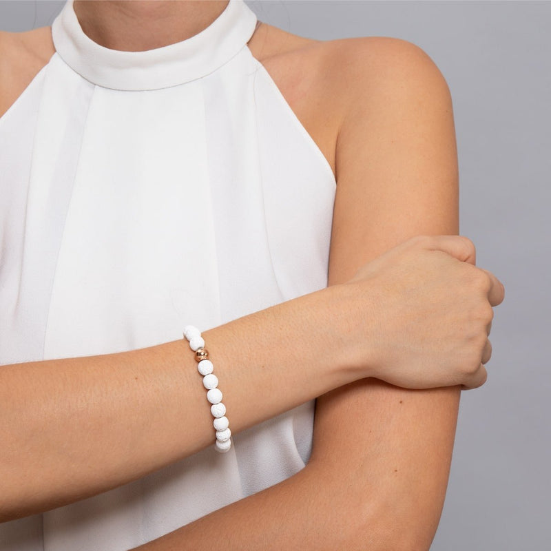 Loa | Roségold | Weißes Lavastein-Diffusor-Armband