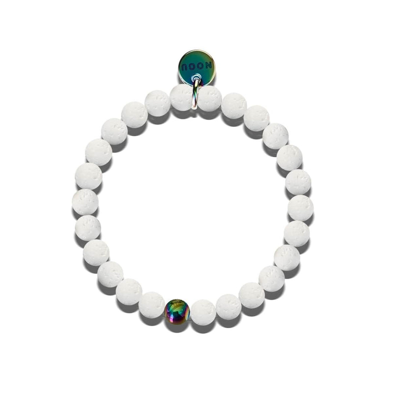 Pele | Einhorn Silber | Diffusorarmband aus weißem Lavastein