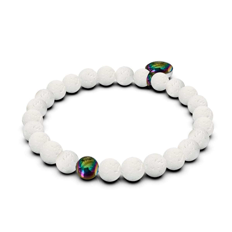 Pele | Einhorn Silber | Diffusorarmband aus weißem Lavastein