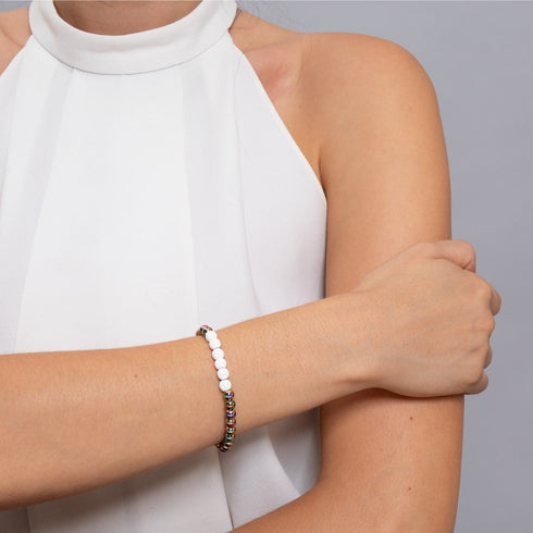 Einhorn Silber und Weiß | Lavastein-Diffusor-Armband