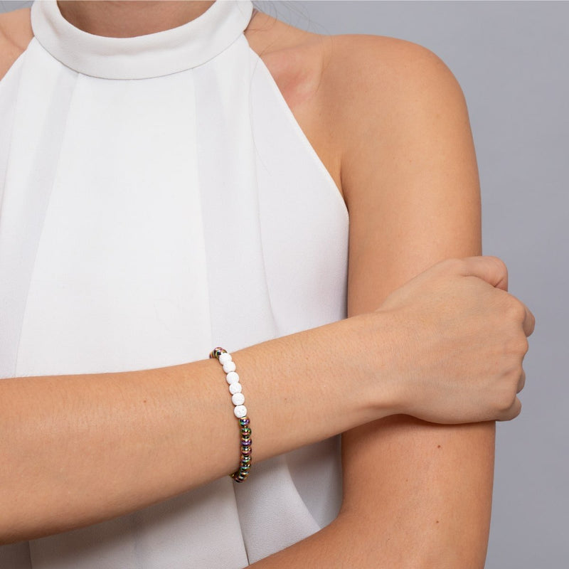 Einhorn Silber und Weiß | Lavastein-Diffusor-Armband