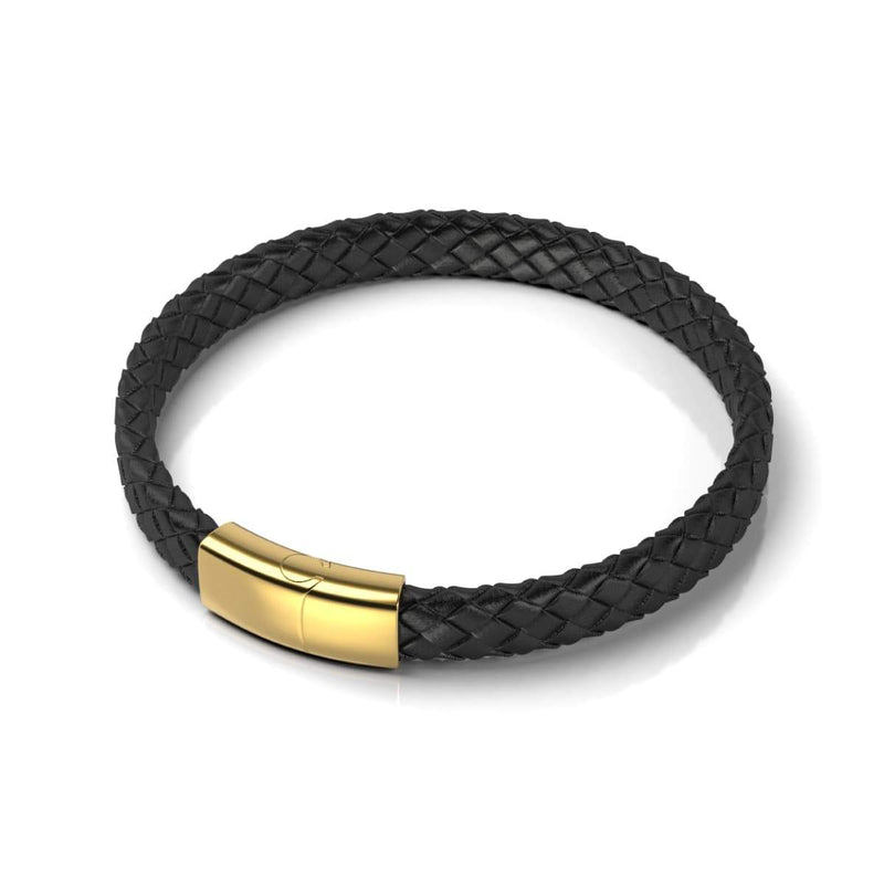 18 Karat Gold | Unendlichkeitsgeflecht | Mini-Lederarmband