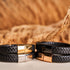 Rotguss | Unendlichkeitsgeflecht | Lederarmband