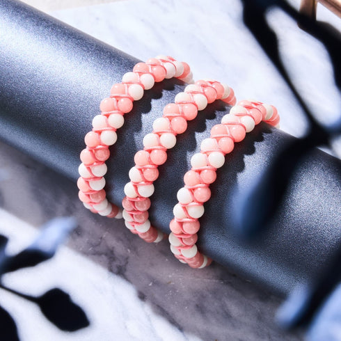 Koralle x Porzellan | Lumos Keramik | Vitality Makramee Armband