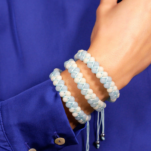 Ultramarin x Porzellan | Lumos Keramik | Vitality Makramee Armband