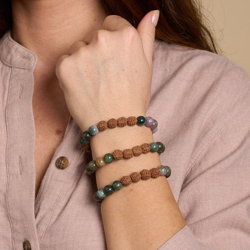 Arya | Indischer Achat x Rudraksha | Mala-Armband