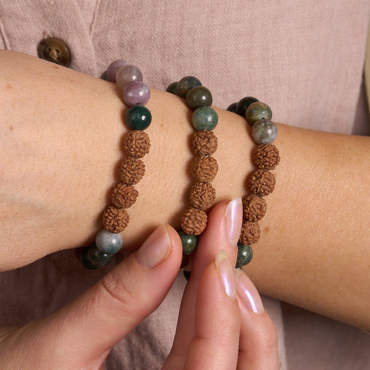 Arya | Indischer Achat x Rudraksha | Mala-Armband