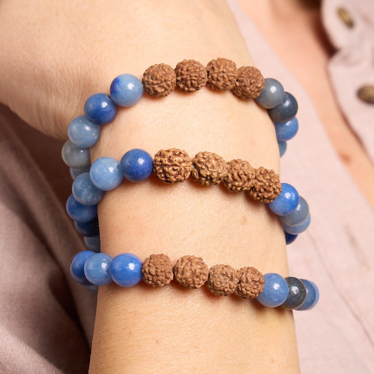 Elementare Energie | Blauer Aventurin x Rudraksha | Mala-Armband