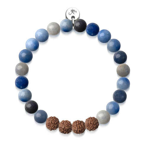 Elementare Energie | Blauer Aventurin x Rudraksha | Mala-Armband