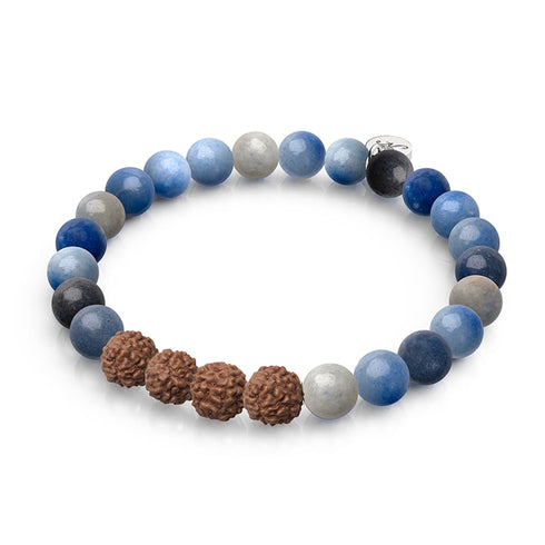 Elementare Energie | Blauer Aventurin x Rudraksha | Mala-Armband