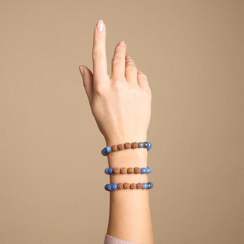 Elementare Energie | Blauer Aventurin x Rudraksha | Mala-Armband