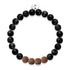 Feng Shui | Schwarzer Linienachat x Rudraksha | Mala-Armband