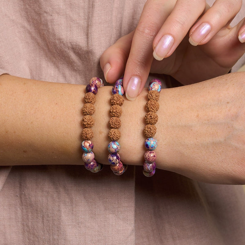Gaia | Lila Regalit x Rudraksha | Mala-Armband