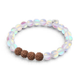 Ganzheitliches Leuchten | Meerjungfrauenglas x Rudraksha | Mala-Armband
