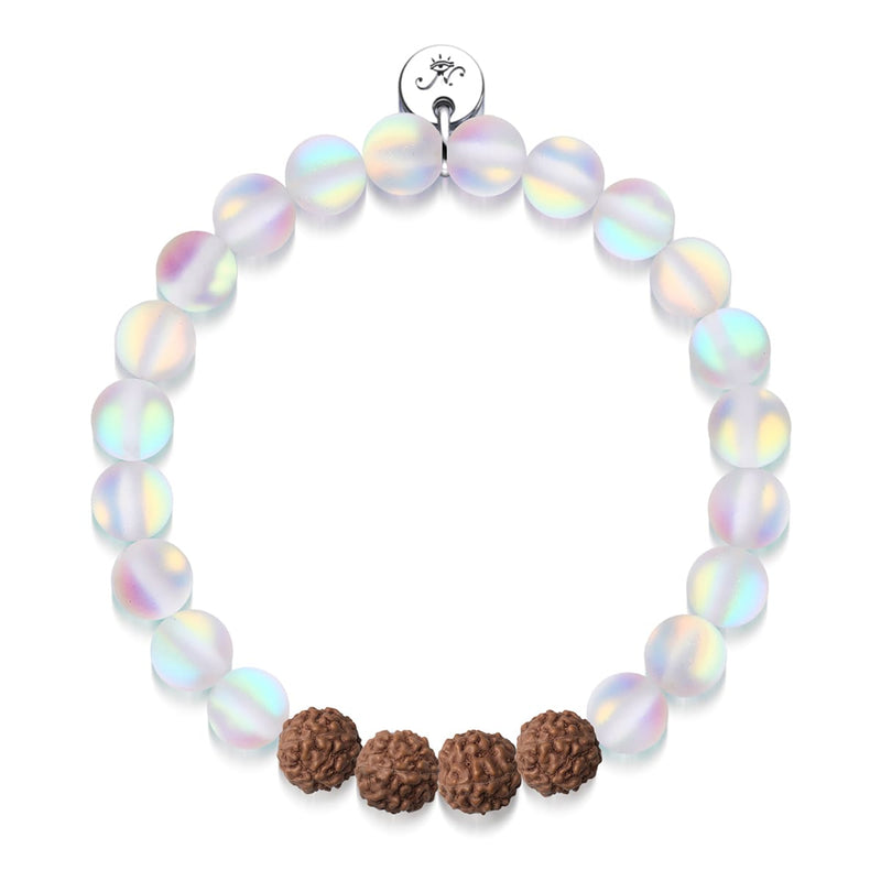 Ganzheitliches Leuchten | Meerjungfrauenglas x Rudraksha | Mala-Armband