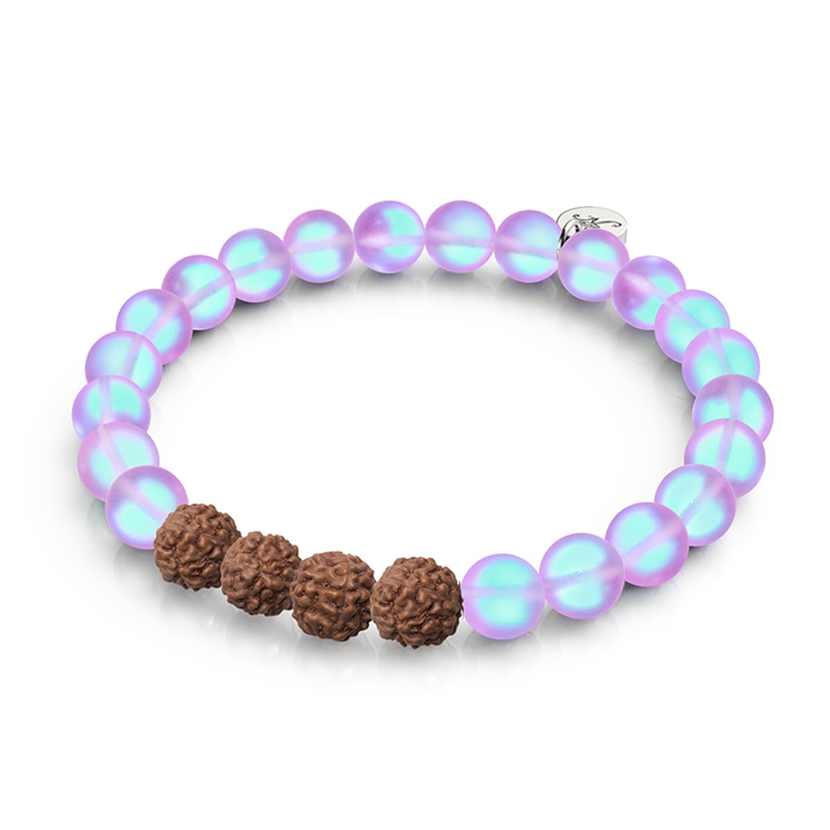 Tantrisches Leuchten | Meerjungfrauenglas x Rudraksha | Mala-Armband