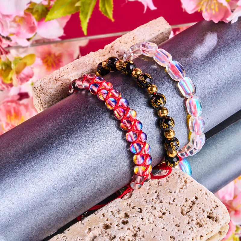 Tibetisches Amulett | Mini-Obsidian-Mantra-Armband