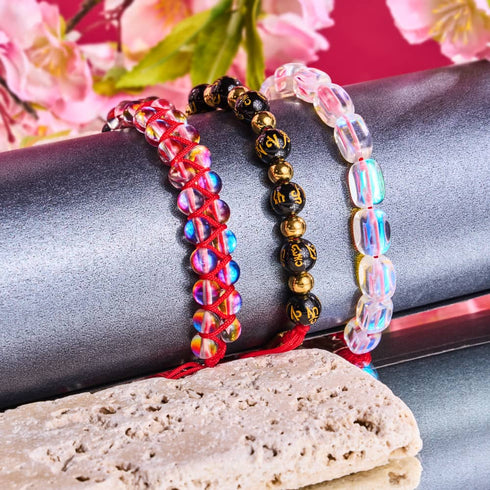 Tibetisches Amulett | Mini-Obsidian-Mantra-Armband