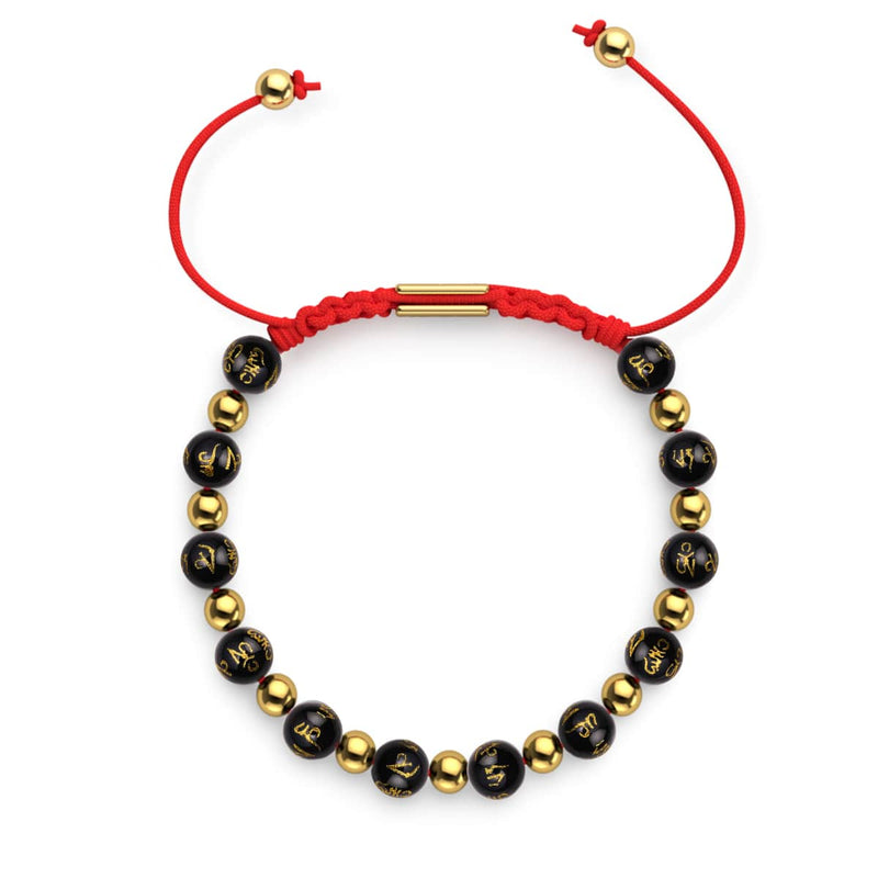 Tibetisches Amulett | Mini-Obsidian-Mantra-Armband