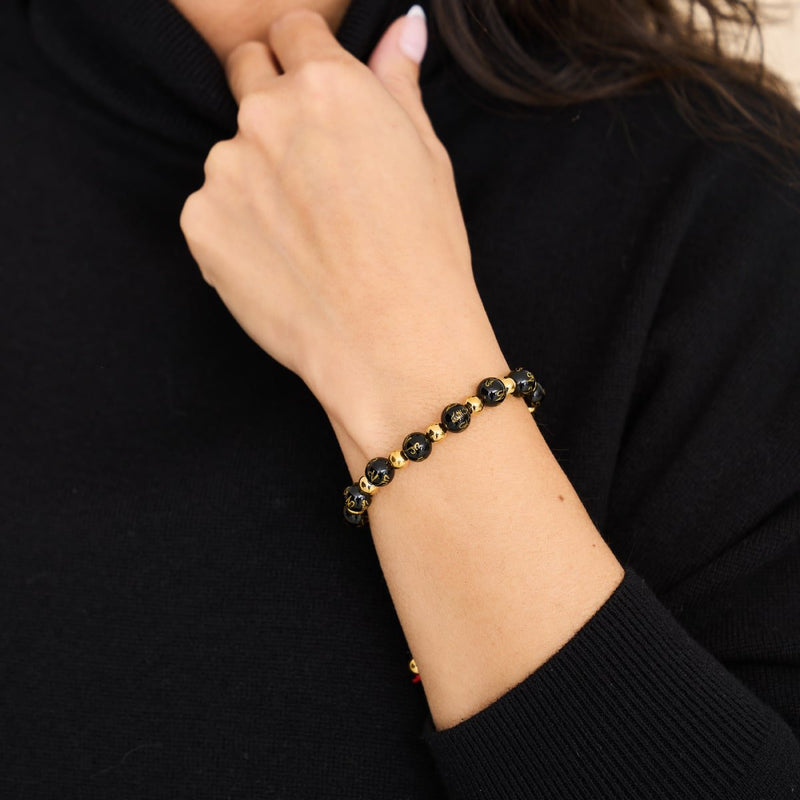 Tibetisches Amulett | Mini-Obsidian-Mantra-Armband