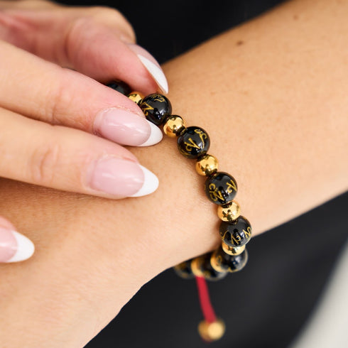 Tibetisches Amulett | Mini-Obsidian-Mantra-Armband