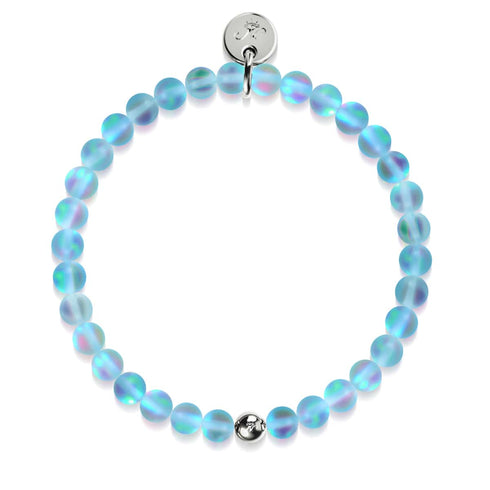 Aquamarin | Silber | Meerjungfrau Glasperlenarmband