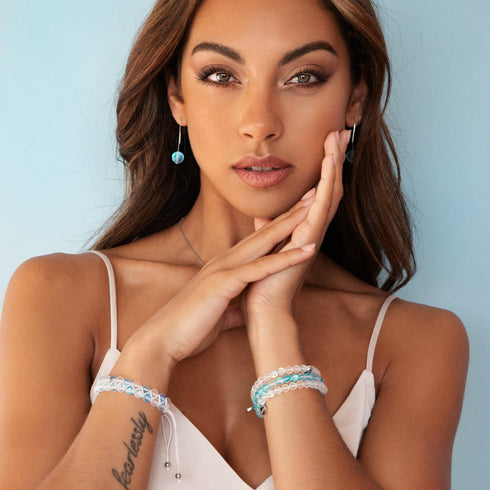 Aquamarin | Silber | Meerjungfrau Glasperlenarmband