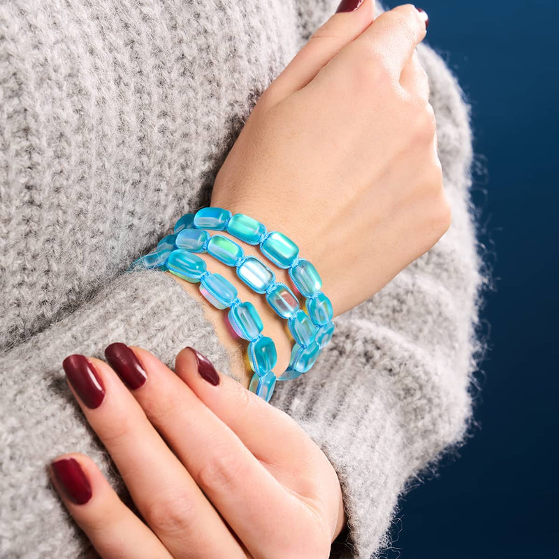 Aquamarin | Silber | Meerjungfrau Glaskiesel Makramee Armband