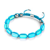 Aquamarin | Silber | Meerjungfrau Glaskiesel Makramee Armband