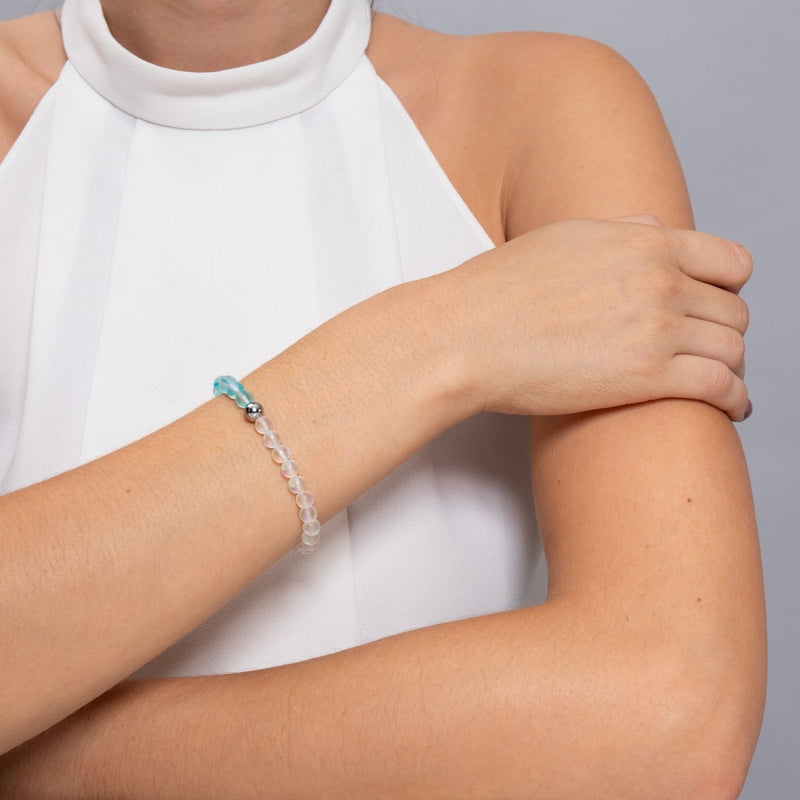 Aquamarin & Weiß | Silber | Meerjungfrau Glasperlenarmband