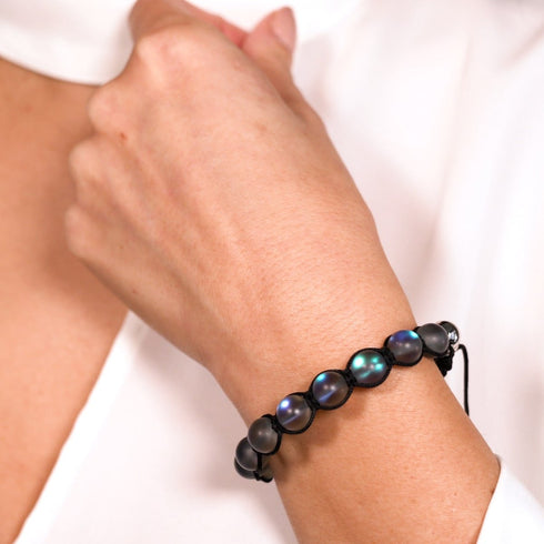 Schwarz | Grau | Silber | Meerjungfrau Glas Charmballa Armband
