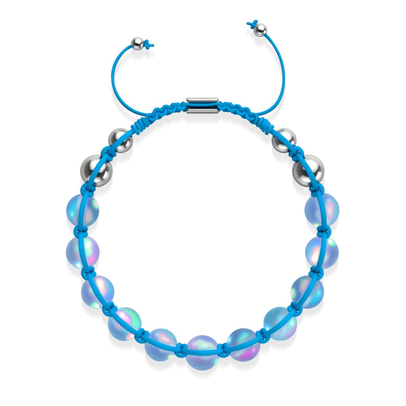 Blau | Aquamarin | Silber | Meerjungfrau Glas Charmballa Armband